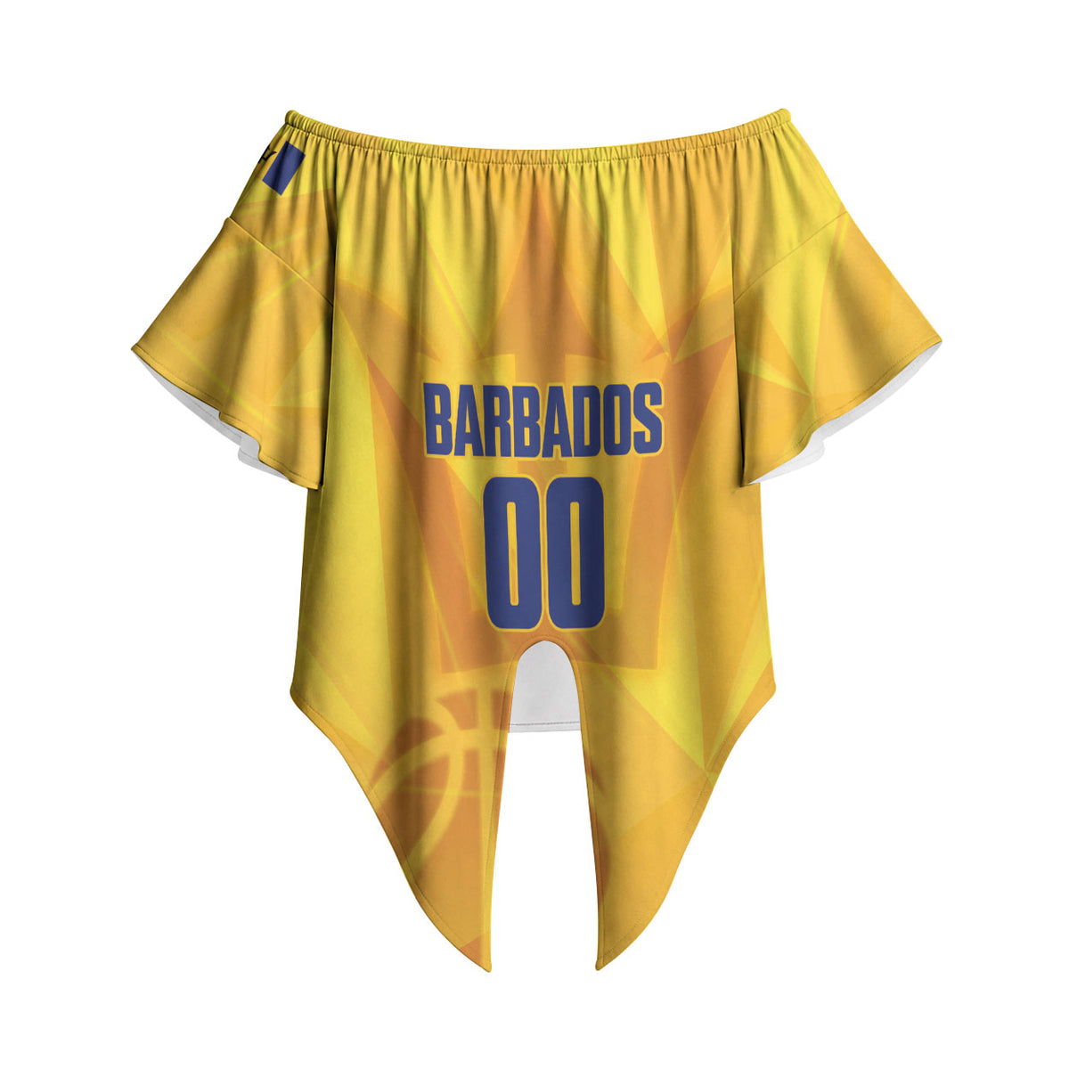 Barbados Basketball Custom Off Shoulder Wrap Waist Top Barbadian Trident Yellow Version