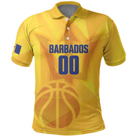 Barbados Basketball Custom Polo Shirt Barbadian Trident Yellow Version