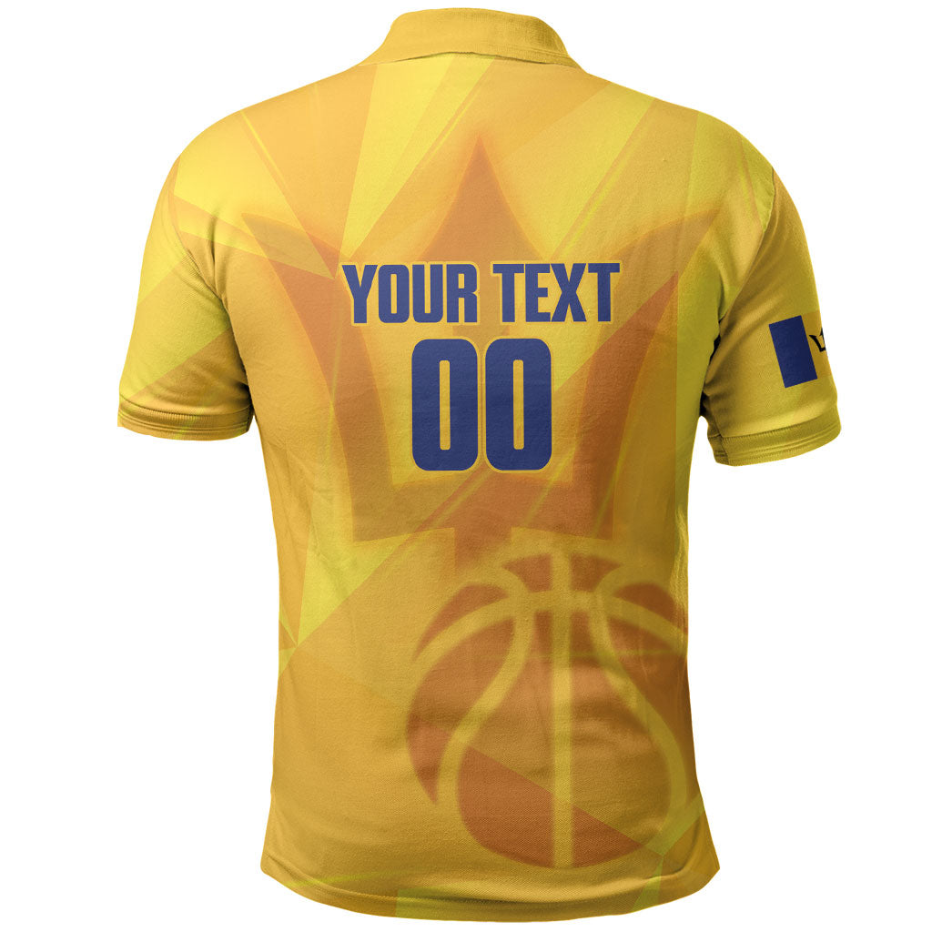 Barbados Basketball Custom Polo Shirt Barbadian Trident Yellow Version