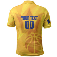 Barbados Basketball Custom Polo Shirt Barbadian Trident Yellow Version