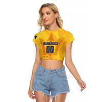Barbados Basketball Custom Raglan Cropped T Shirt Barbadian Trident Yellow Version