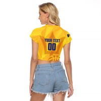 Barbados Basketball Custom Raglan Cropped T Shirt Barbadian Trident Yellow Version