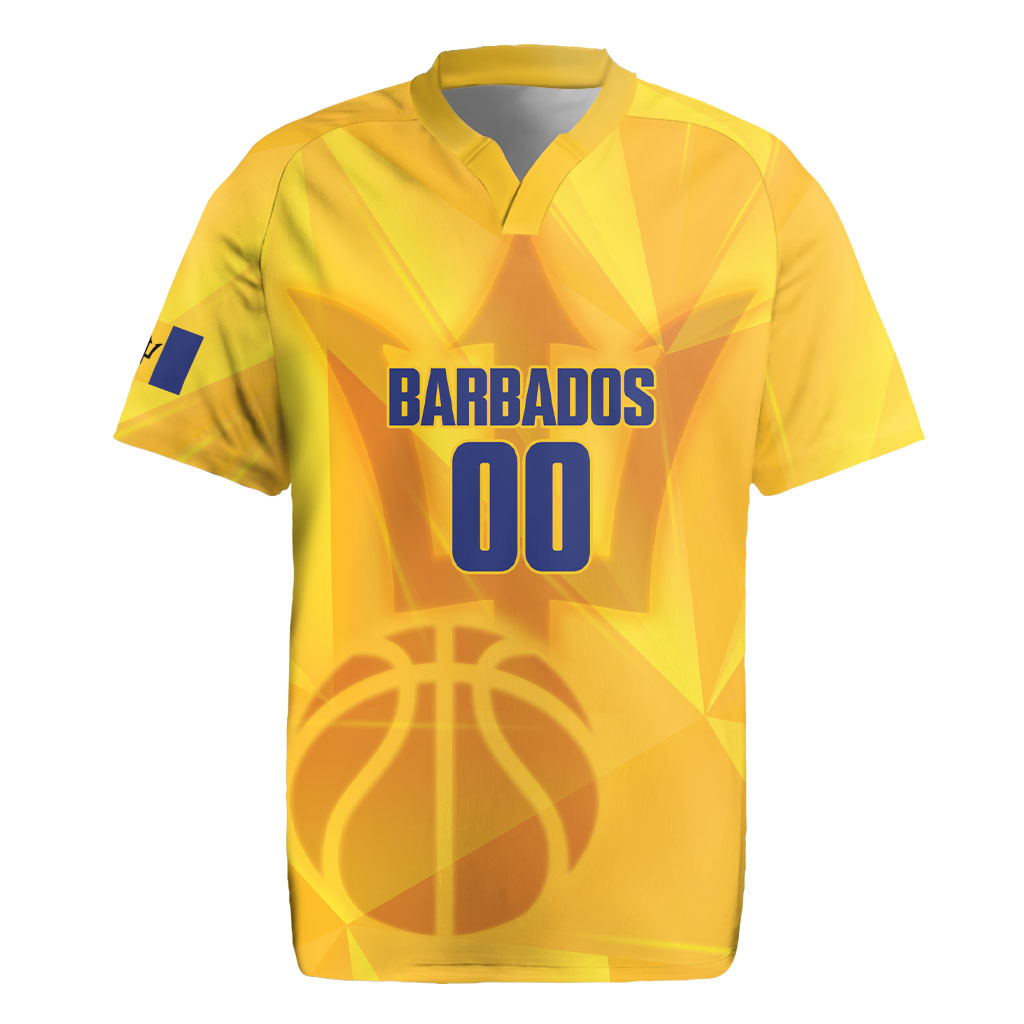 Barbados Basketball Custom Rugby Jersey Barbadian Trident Yellow Version