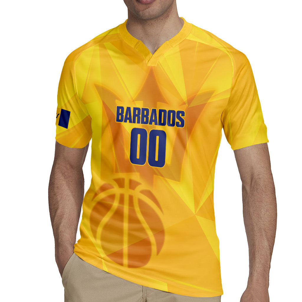 Barbados Basketball Custom Rugby Jersey Barbadian Trident Yellow Version