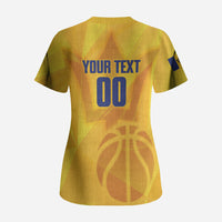 Barbados Basketball Custom Scrub Top Barbadian Trident Yellow Version