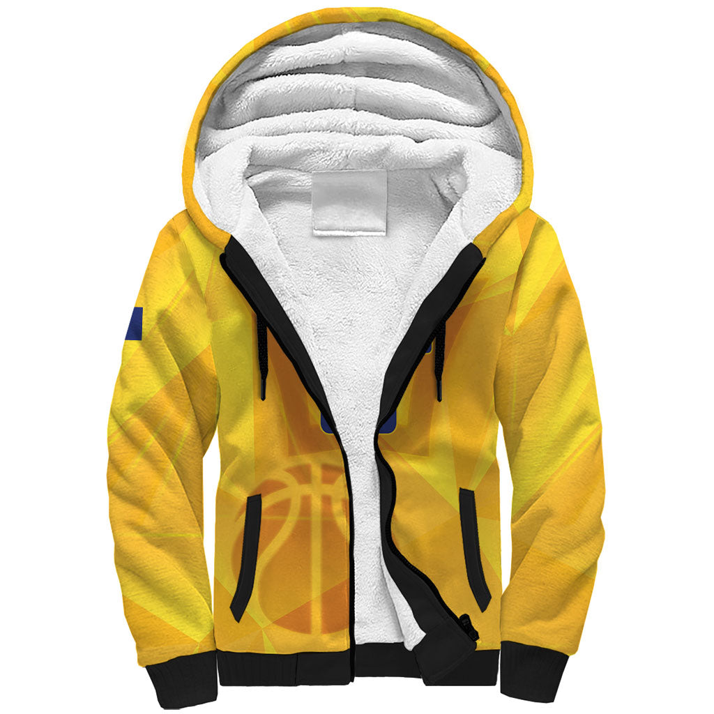 Barbados Basketball Custom Sherpa Hoodie Barbadian Trident Yellow Version