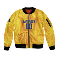 Barbados Basketball Custom Sleeve Zip Bomber Jacket Barbadian Trident Yellow Version