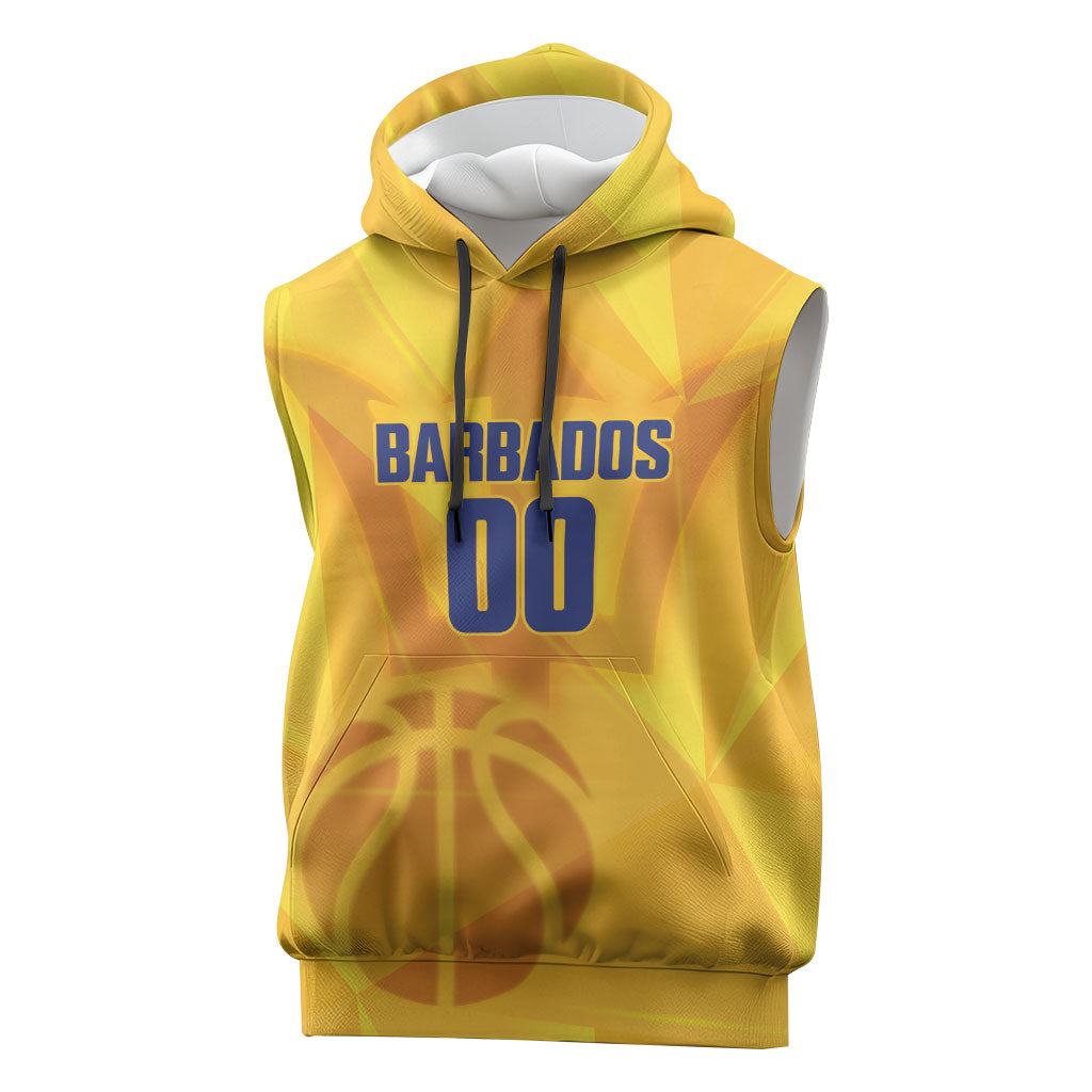 Barbados Basketball Custom Sleeveless Hoodie Barbadian Trident Yellow Version