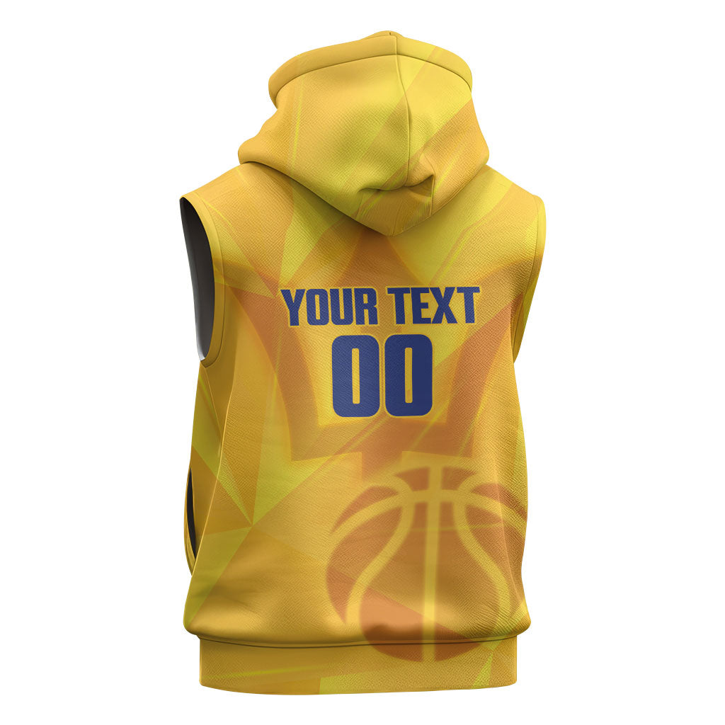 Barbados Basketball Custom Sleeveless Hoodie Barbadian Trident Yellow Version
