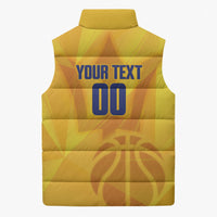 Barbados Basketball Custom Sleeveless Puffer Jacket Barbadian Trident Yellow Version