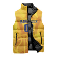 Barbados Basketball Custom Sleeveless Puffer Jacket Barbadian Trident Yellow Version