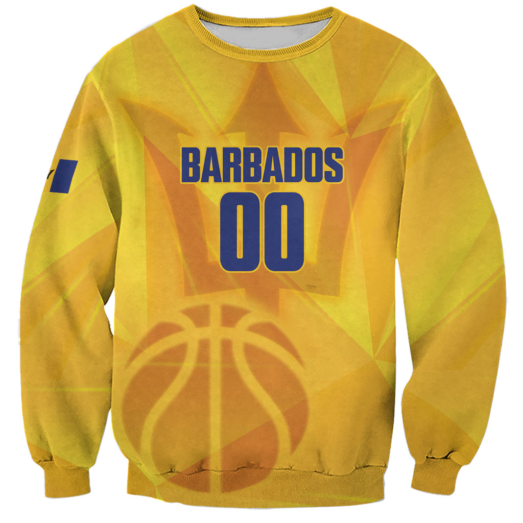 Barbados Basketball Custom Sweatshirt Barbadian Trident Yellow Version