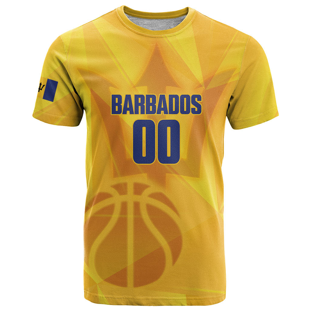Barbados Basketball Custom T Shirt Barbadian Trident Yellow Version