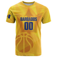 Barbados Basketball Custom T Shirt Barbadian Trident Yellow Version