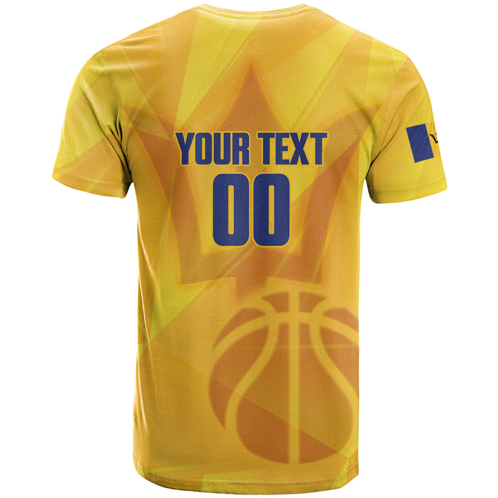 Barbados Basketball Custom T Shirt Barbadian Trident Yellow Version