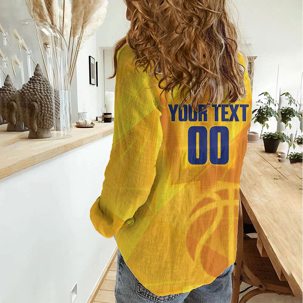 Barbados Basketball Custom Women Casual Shirt Barbadian Trident Yellow Version