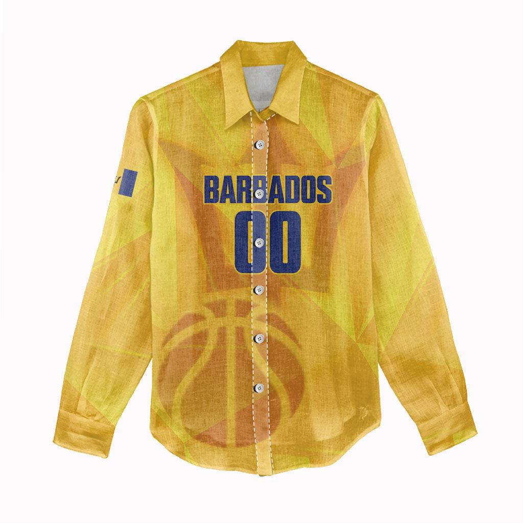 Barbados Basketball Custom Women Casual Shirt Barbadian Trident Yellow Version