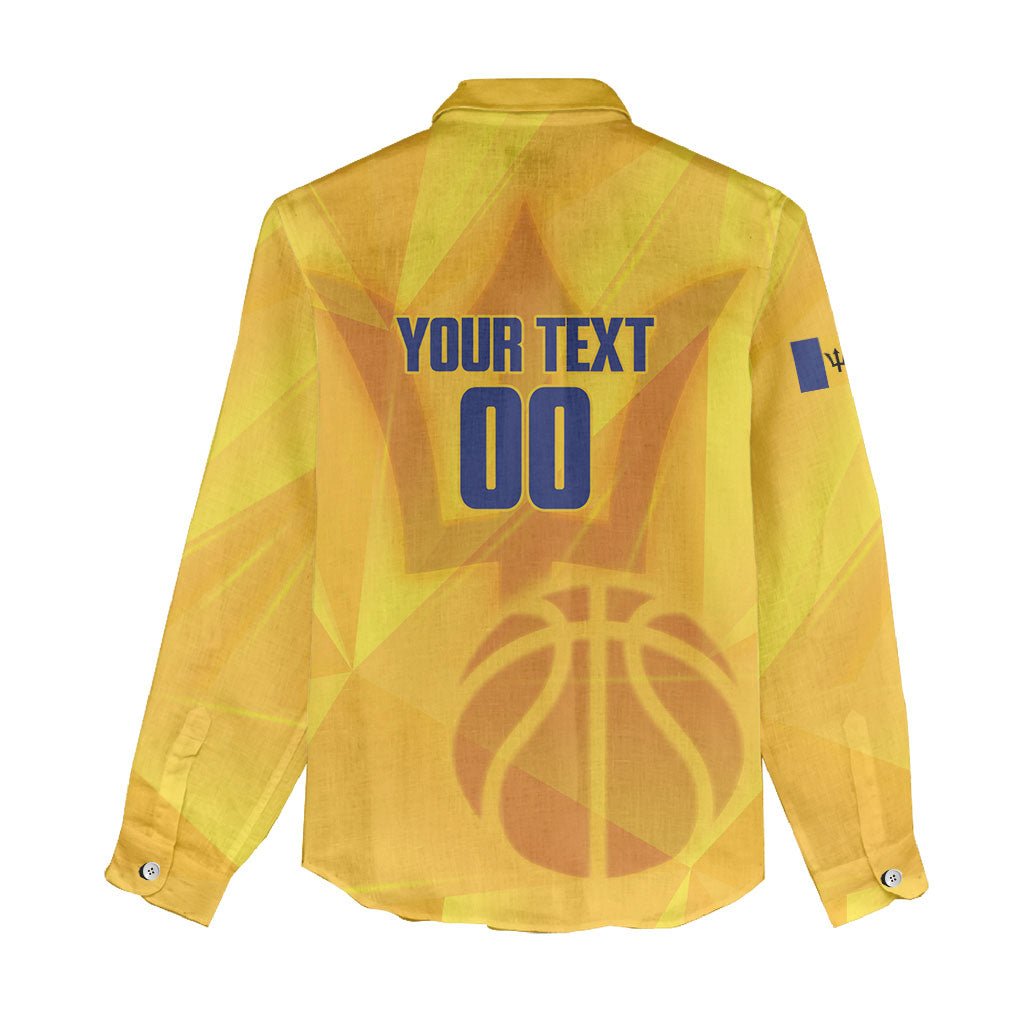 Barbados Basketball Custom Women Casual Shirt Barbadian Trident Yellow Version
