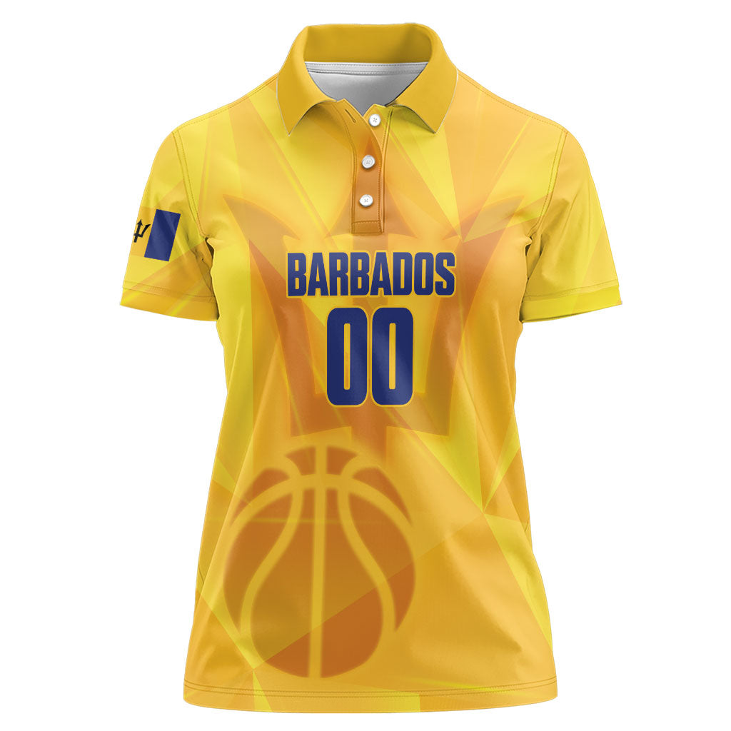 Barbados Basketball Custom Women Polo Shirt Barbadian Trident Yellow Version