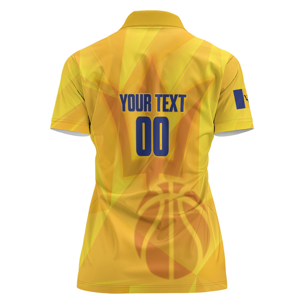Barbados Basketball Custom Women Polo Shirt Barbadian Trident Yellow Version