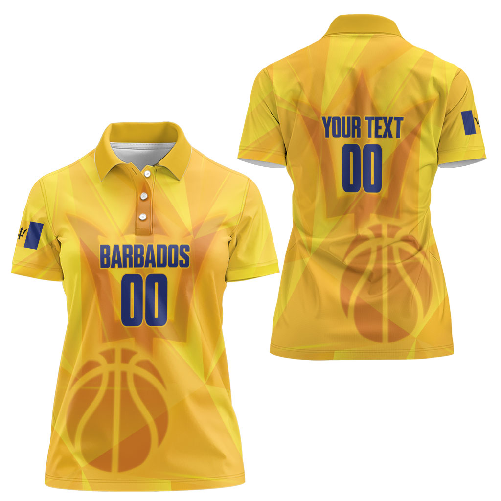 Barbados Basketball Custom Women Polo Shirt Barbadian Trident Yellow Version