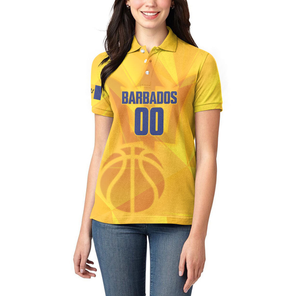 Barbados Basketball Custom Women Polo Shirt Barbadian Trident Yellow Version