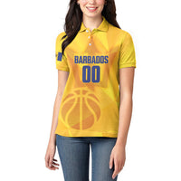Barbados Basketball Custom Women Polo Shirt Barbadian Trident Yellow Version