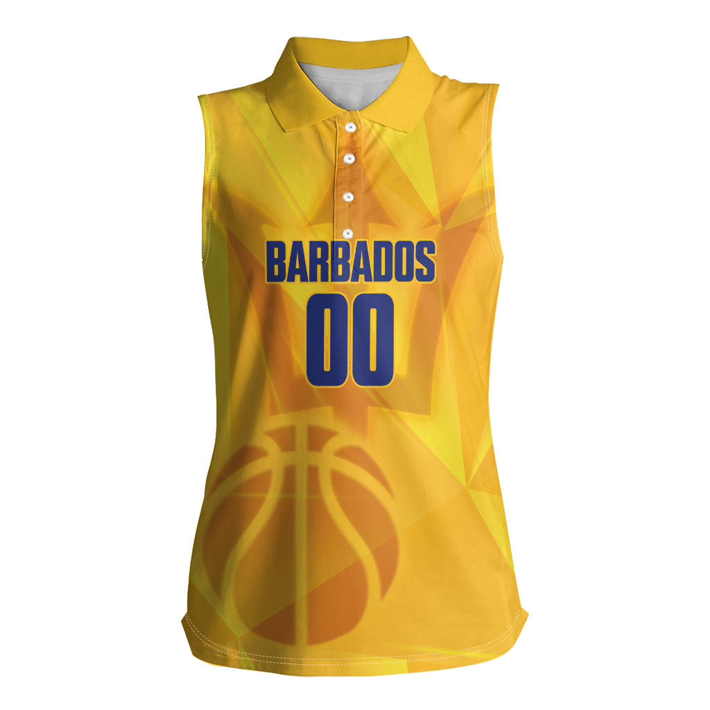 Barbados Basketball Custom Women Sleeveless Polo Shirt Barbadian Trident Yellow Version
