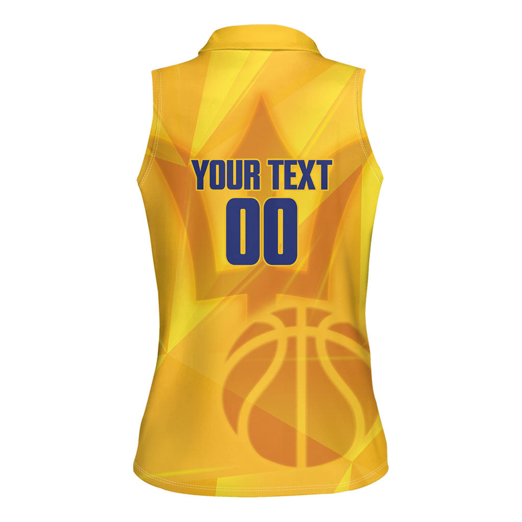Barbados Basketball Custom Women Sleeveless Polo Shirt Barbadian Trident Yellow Version