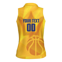 Barbados Basketball Custom Women Sleeveless Polo Shirt Barbadian Trident Yellow Version
