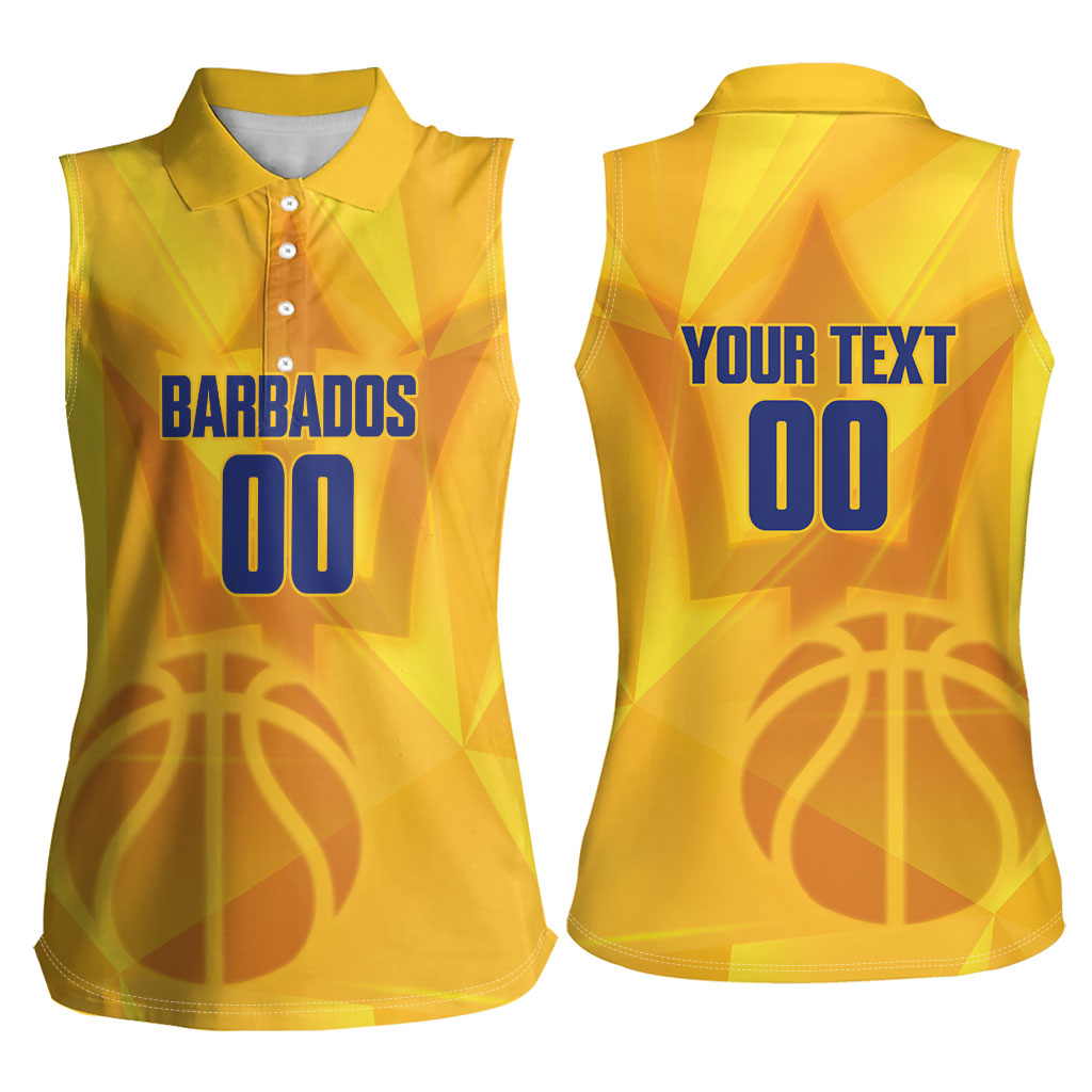 Barbados Basketball Custom Women Sleeveless Polo Shirt Barbadian Trident Yellow Version