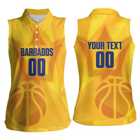 Barbados Basketball Custom Women Sleeveless Polo Shirt Barbadian Trident Yellow Version