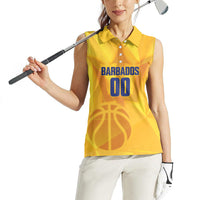 Barbados Basketball Custom Women Sleeveless Polo Shirt Barbadian Trident Yellow Version