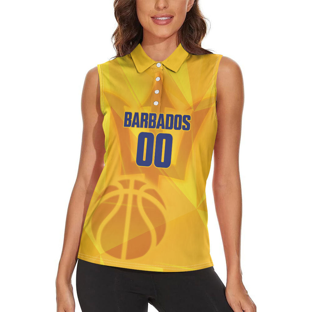 Barbados Basketball Custom Women Sleeveless Polo Shirt Barbadian Trident Yellow Version