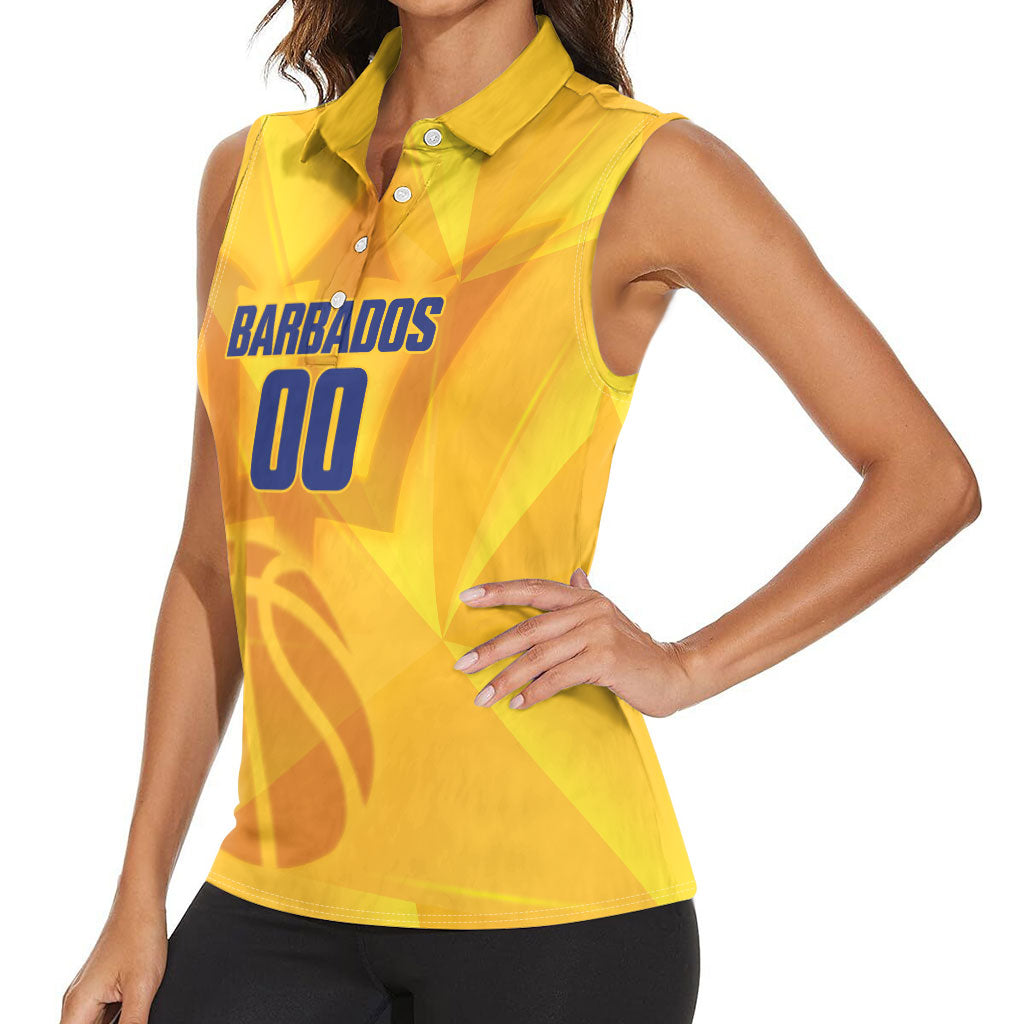 Barbados Basketball Custom Women Sleeveless Polo Shirt Barbadian Trident Yellow Version