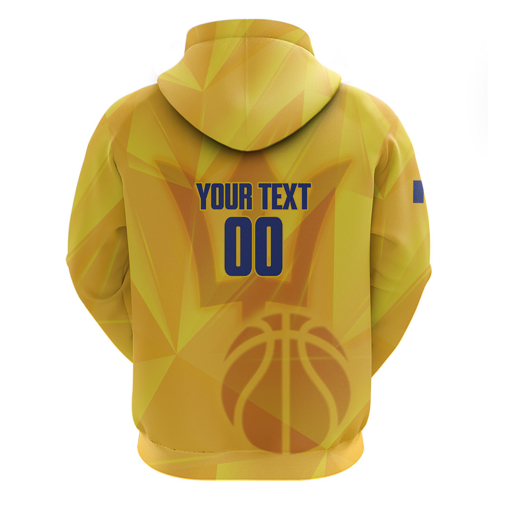 Barbados Basketball Custom Zip Hoodie Barbadian Trident Yellow Version