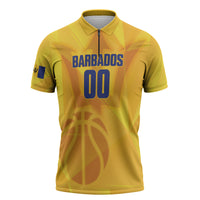 Barbados Basketball Custom Zipper Polo Shirt Barbadian Trident Yellow Version