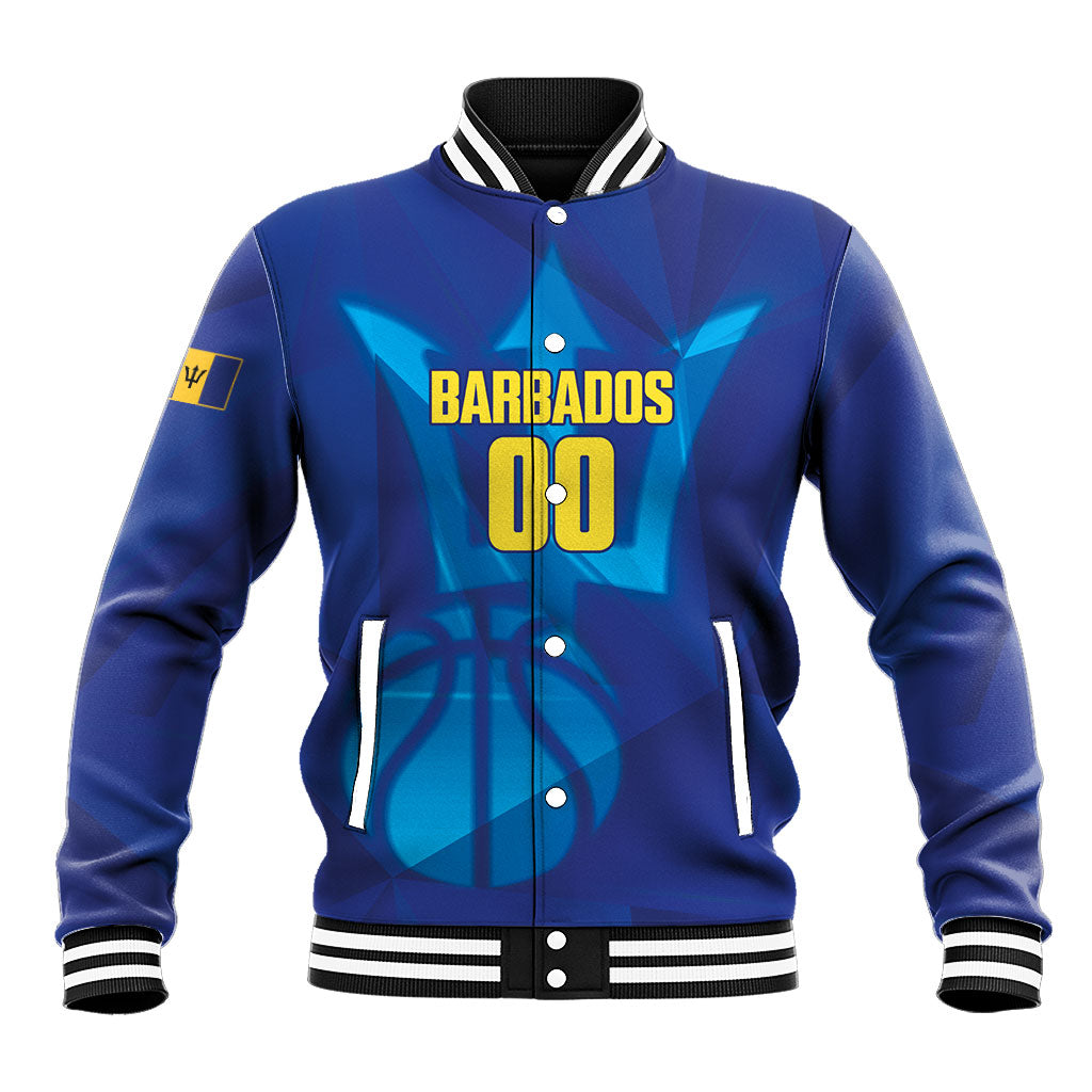Barbados Basketball Custom Baseball Jacket Barbadian Trident Blue Version