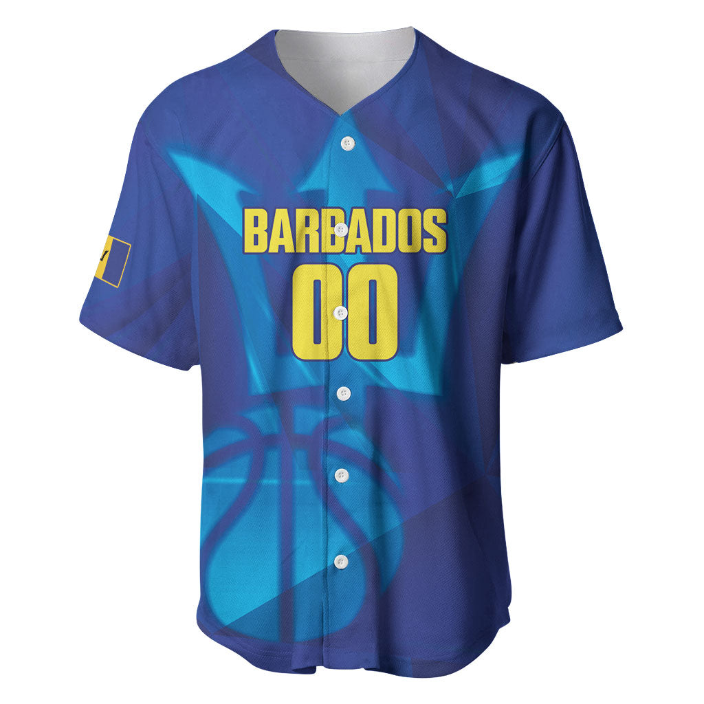 Barbados Basketball Custom Baseball Jersey Barbadian Trident Blue Version