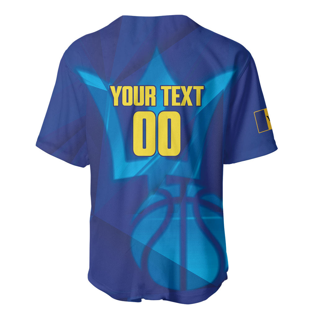 Barbados Basketball Custom Baseball Jersey Barbadian Trident Blue Version
