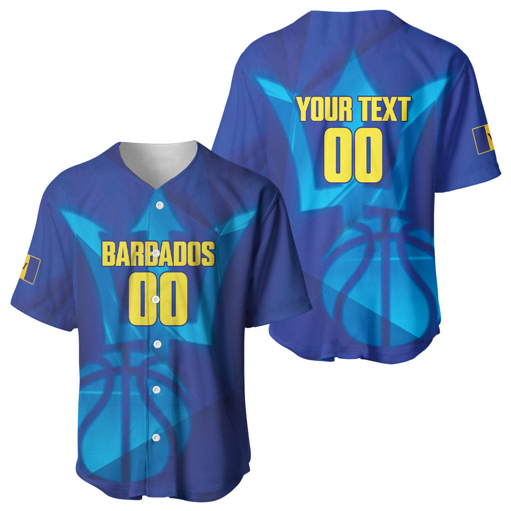 Barbados Basketball Custom Baseball Jersey Barbadian Trident Blue Version