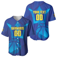 Barbados Basketball Custom Baseball Jersey Barbadian Trident Blue Version