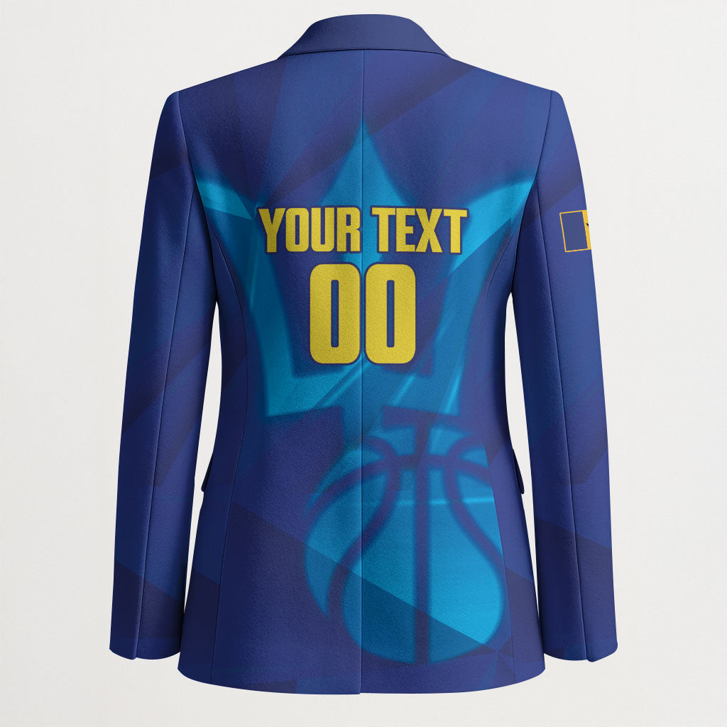 Barbados Basketball Custom Blazer Barbadian Trident Blue Version