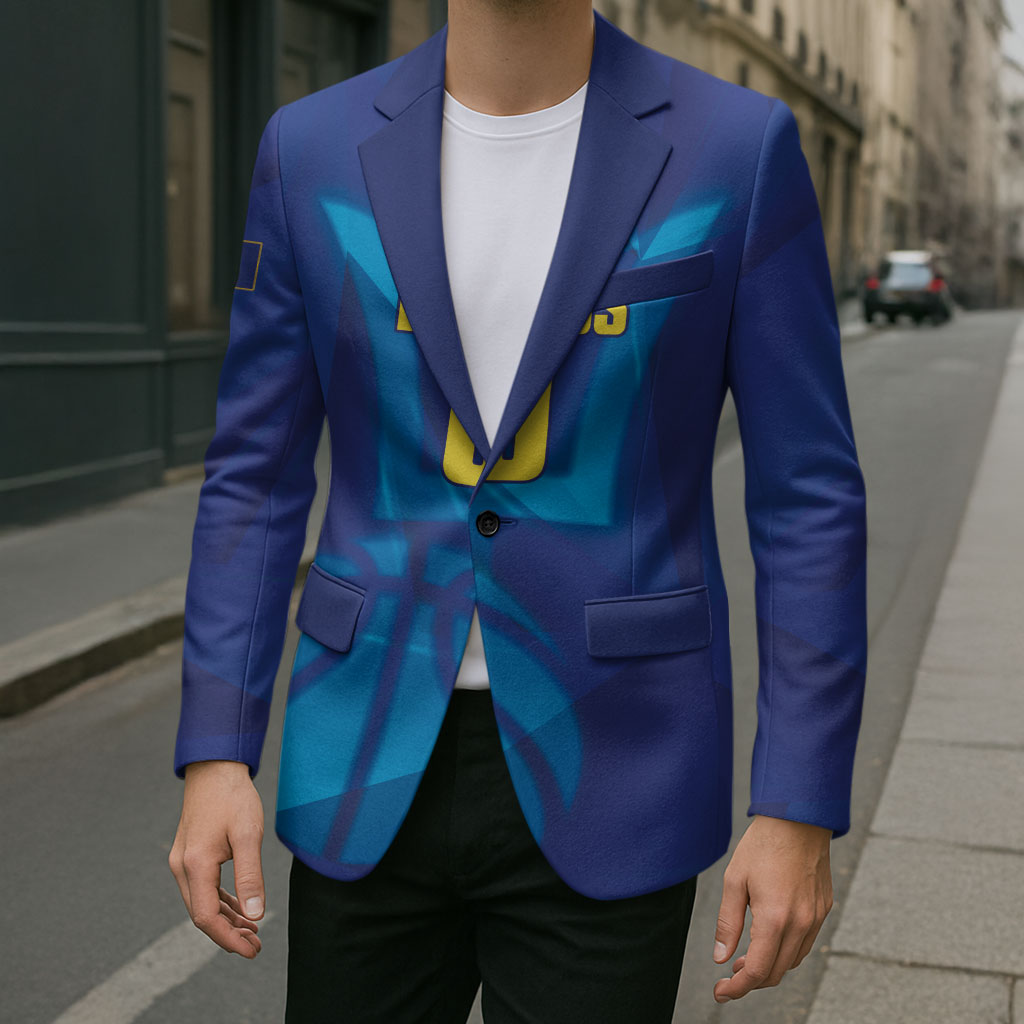 Barbados Basketball Custom Blazer Barbadian Trident Blue Version