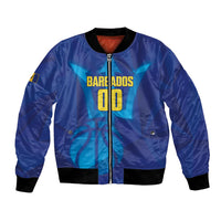 Barbados Basketball Custom Bomber Jacket Barbadian Trident Blue Version
