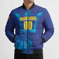 Barbados Basketball Custom Bomber Puffer Jacket Barbadian Trident Blue Version