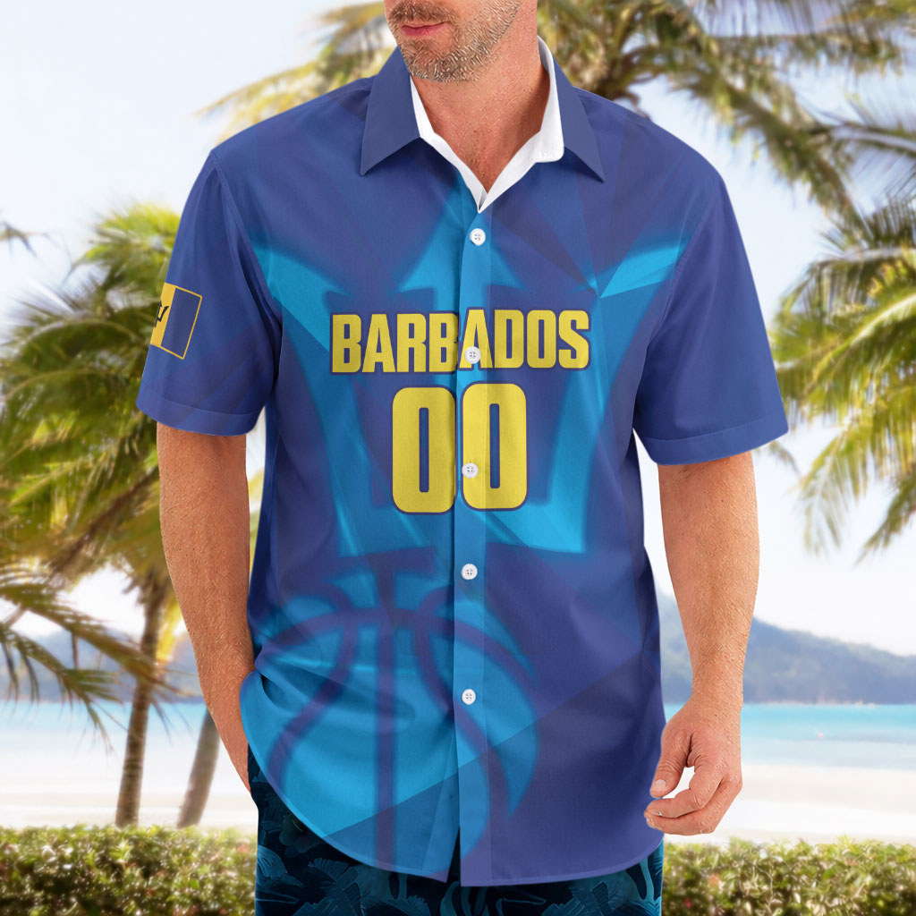 Barbados Basketball Custom Hawaiian Shirt Barbadian Trident Blue Version