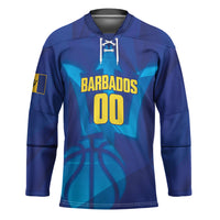 Barbados Basketball Custom Hockey Jersey Barbadian Trident Blue Version