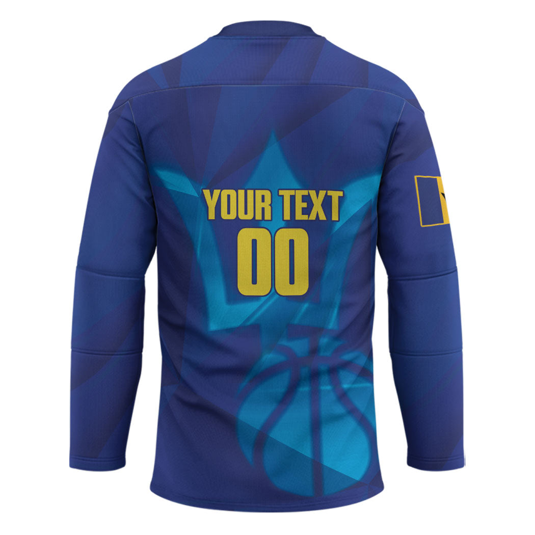 Barbados Basketball Custom Hockey Jersey Barbadian Trident Blue Version