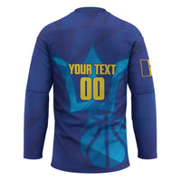 Barbados Basketball Custom Hockey Jersey Barbadian Trident Blue Version